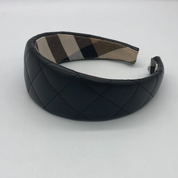 Burberry Quilted Black Leather Headband - Picture 2 of 8